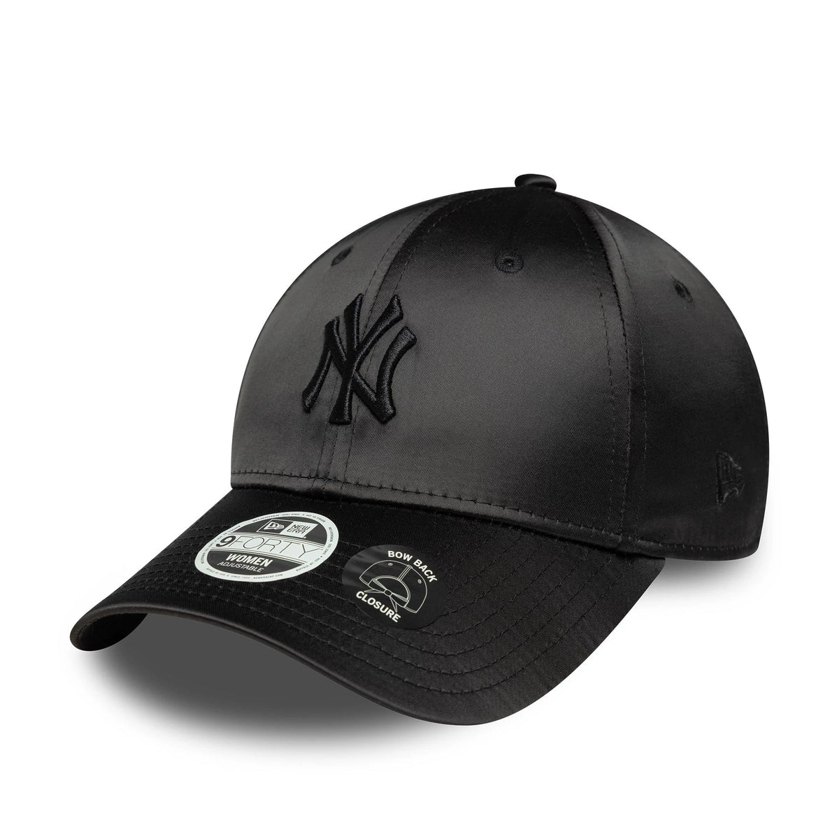 New York Yankees Womens MLB Satin Bow Back Black 9FORTY Adjustable Cap-zelvios