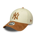 New York Yankees Womens MLB Faux Suede Cream 9FORTY Adjustable Cap-zelvios