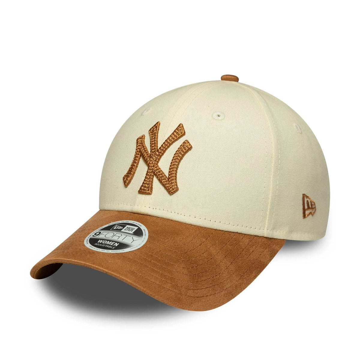 New York Yankees Womens MLB Faux Suede Cream 9FORTY Adjustable Cap-zelvios