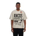 New York Knicks NBA Throwback Prep Light Beige T-Shirt-zelvios