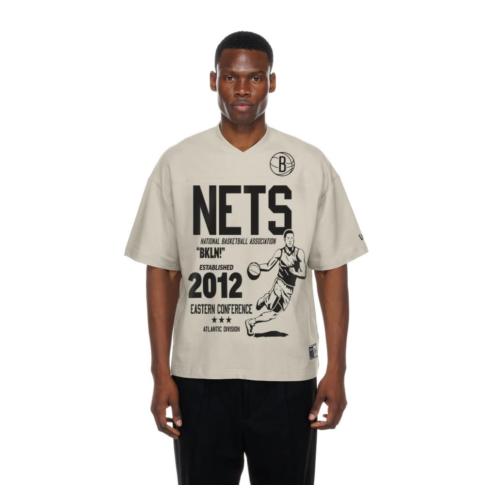 Brooklyn Nets NBA Throwback Prep Light Beige T-Shirt-zelvios