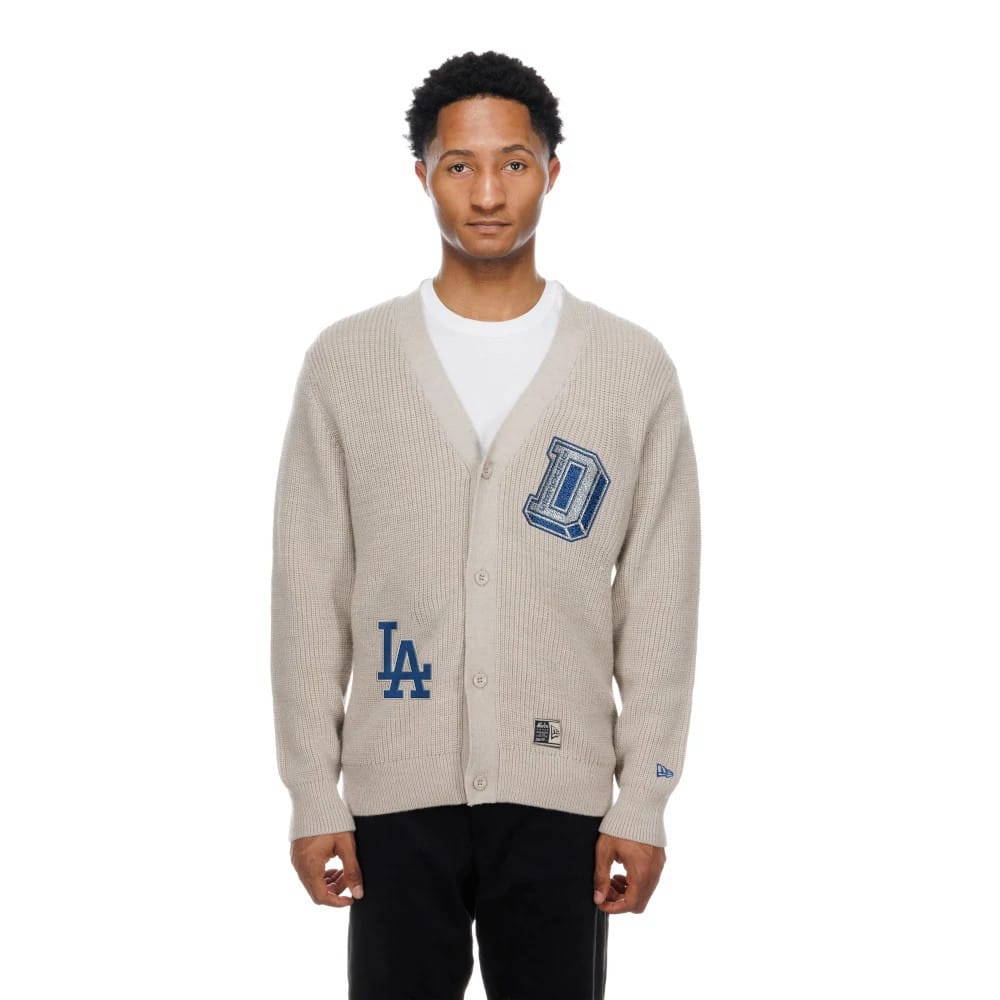 LA Dodgers MLB Throwback Prep Light Beige Cardigan-zelvios