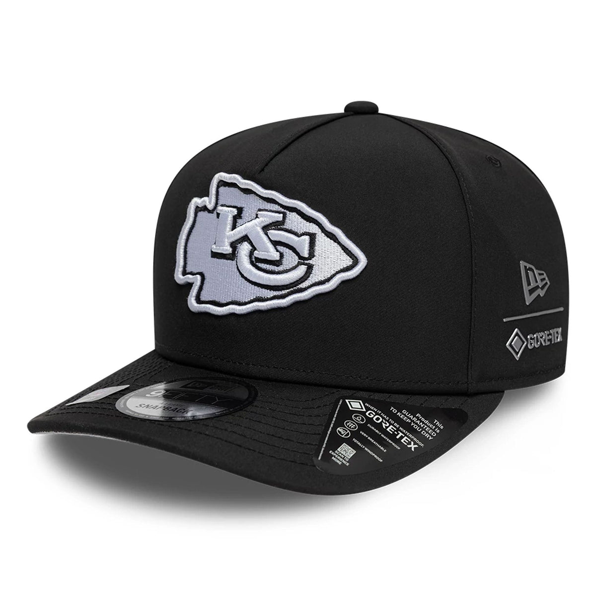 Kansas City Chiefs NFL Gore-Tex Black 9FIFTY A-Frame Snapback Adjustable Cap-zelvios