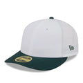 New Era Open White & Dark Green Low Profile 59FIFTY Fitted Cap-zelvios
