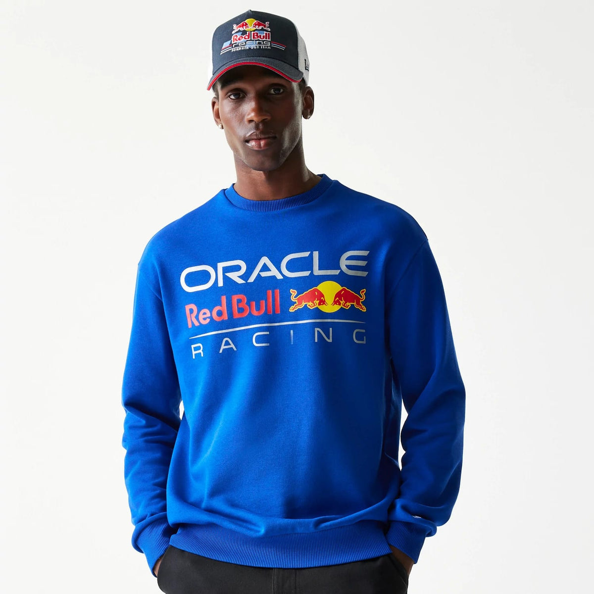 Red Bull Racing Blue Oversized Crew Neck Sweater-zelvios