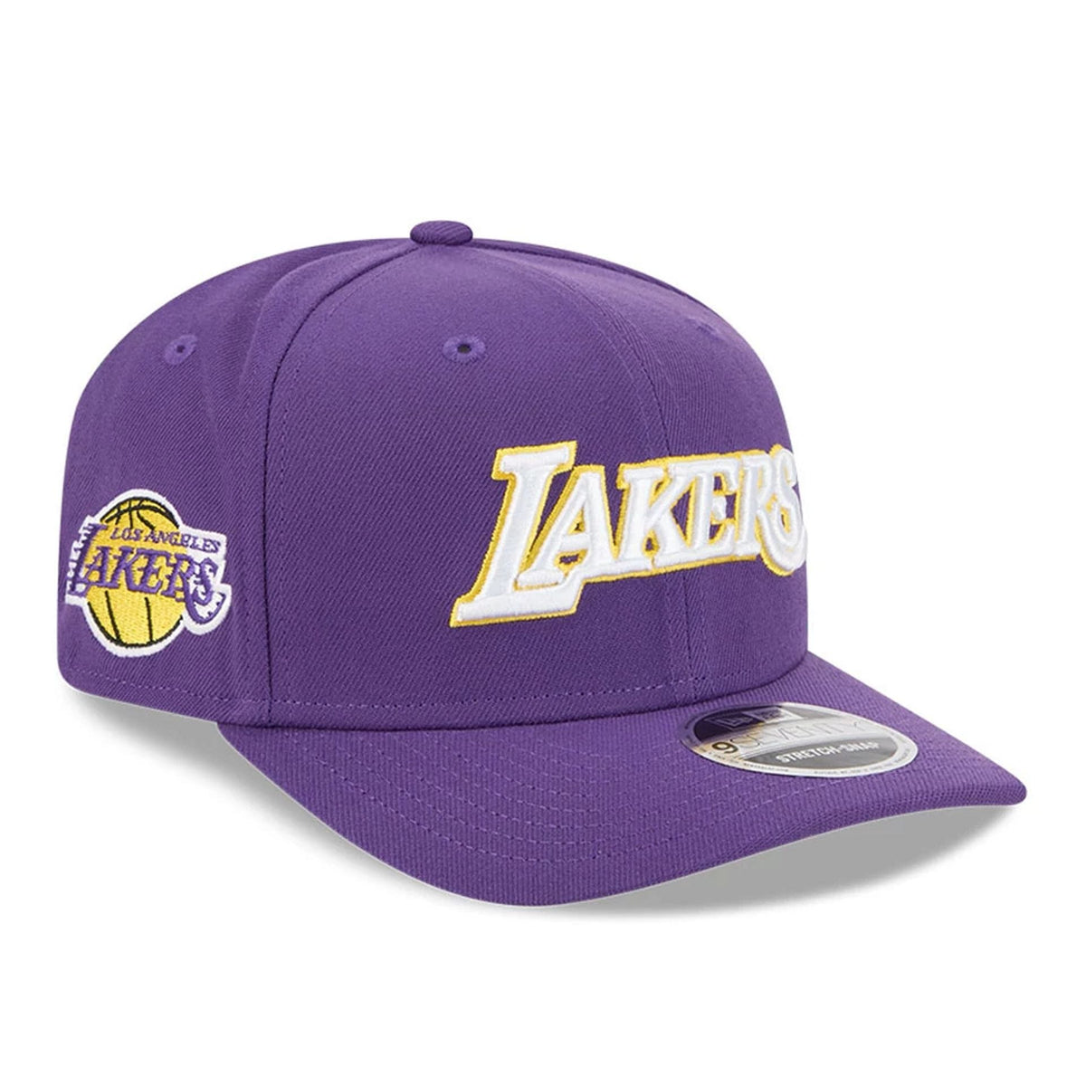 LA Lakers NBA Statement Purple 9SEVENTY Stretch Snap Adjustable Cap-zelvios