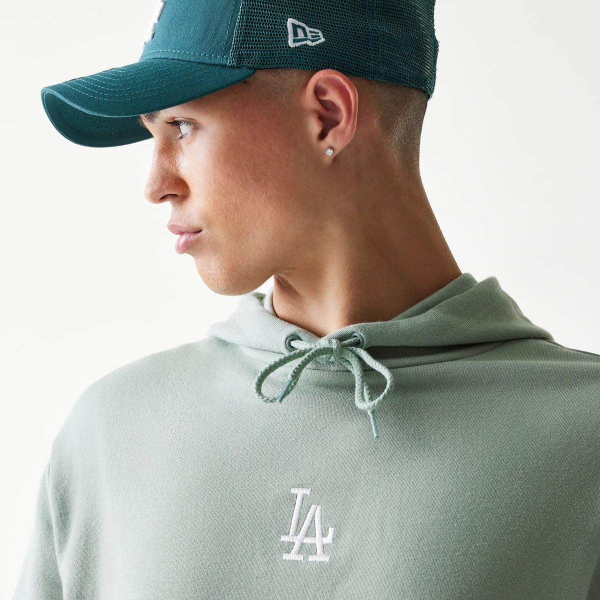 LA Dodgers MLB Midi Pastel Green Oversized Pullover Hoodie-zelvios