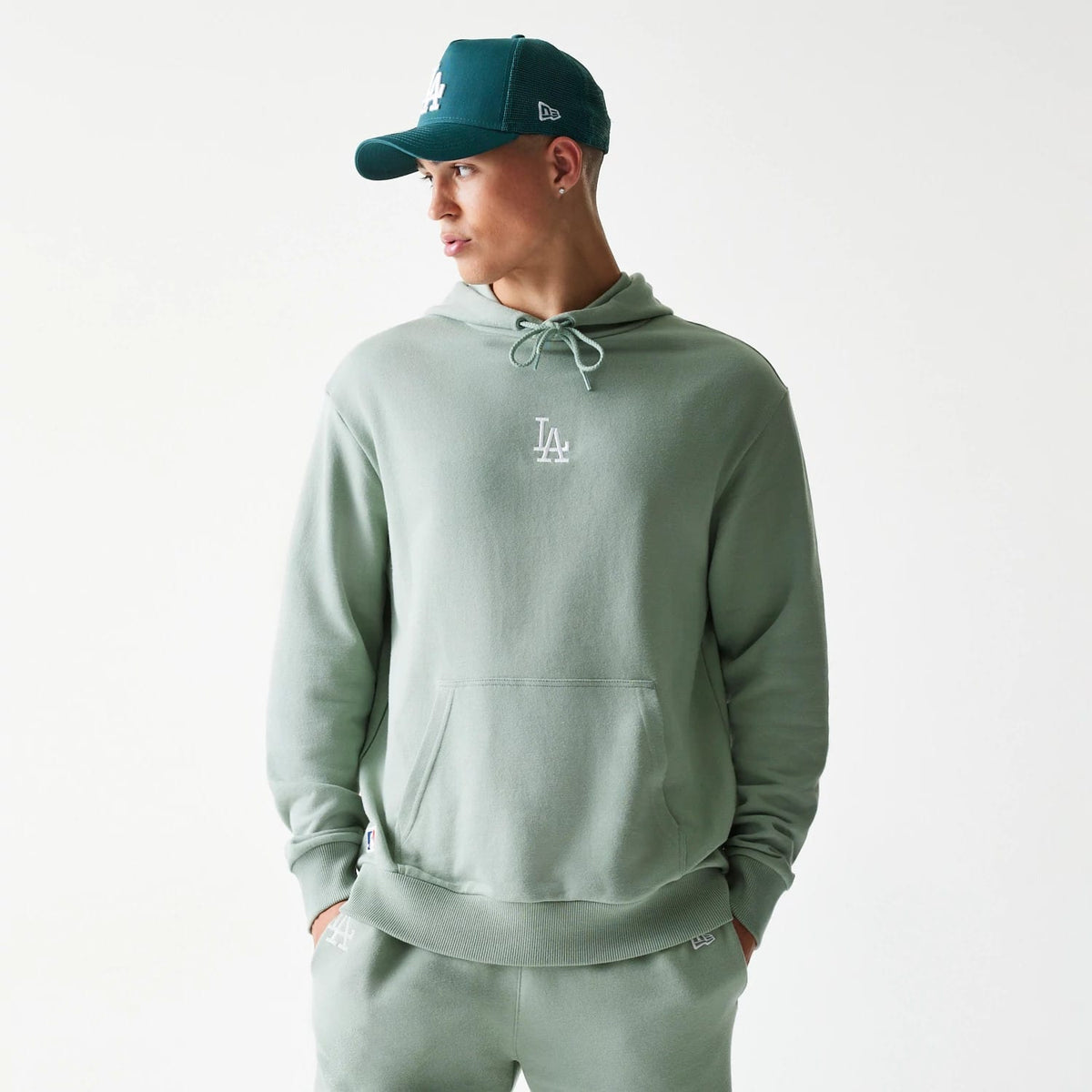 LA Dodgers MLB Midi Pastel Green Oversized Pullover Hoodie-zelvios
