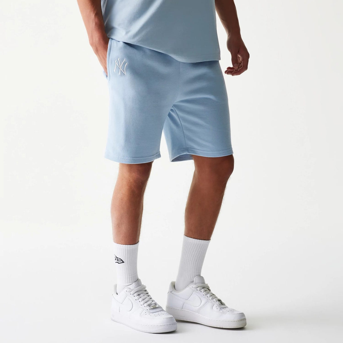 New York Yankees MLB League Essential Midi Pastel Blue Shorts-zelvios