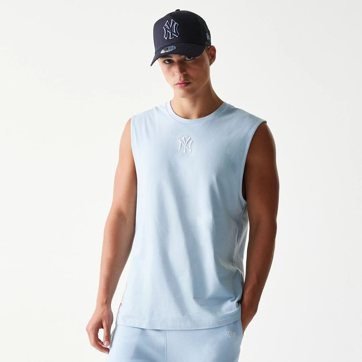 New York Yankees MLB Pastel Blue Sleeveless T-Shirt-zelvios