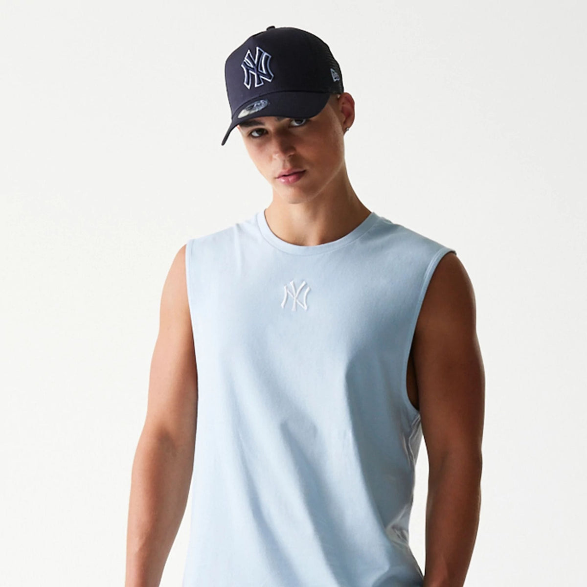 New York Yankees MLB Pastel Blue Sleeveless T-Shirt-zelvios