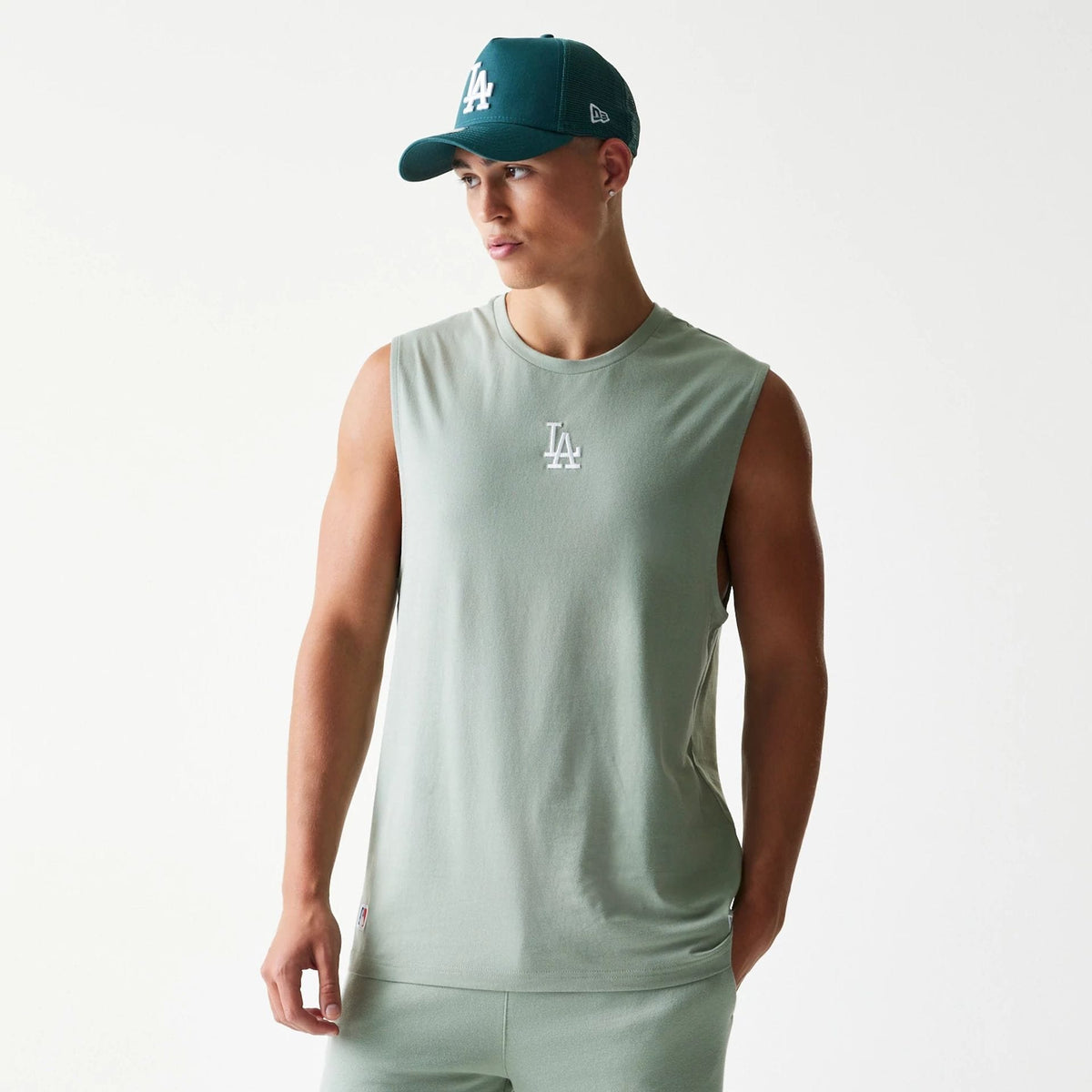LA Dodgers MLB Pastel Green Sleeveless T-Shirt-zelvios