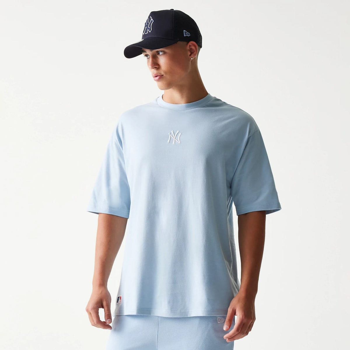 New York Yankees MLB Midi Pastel Blue Oversized T-Shirt-zelvios
