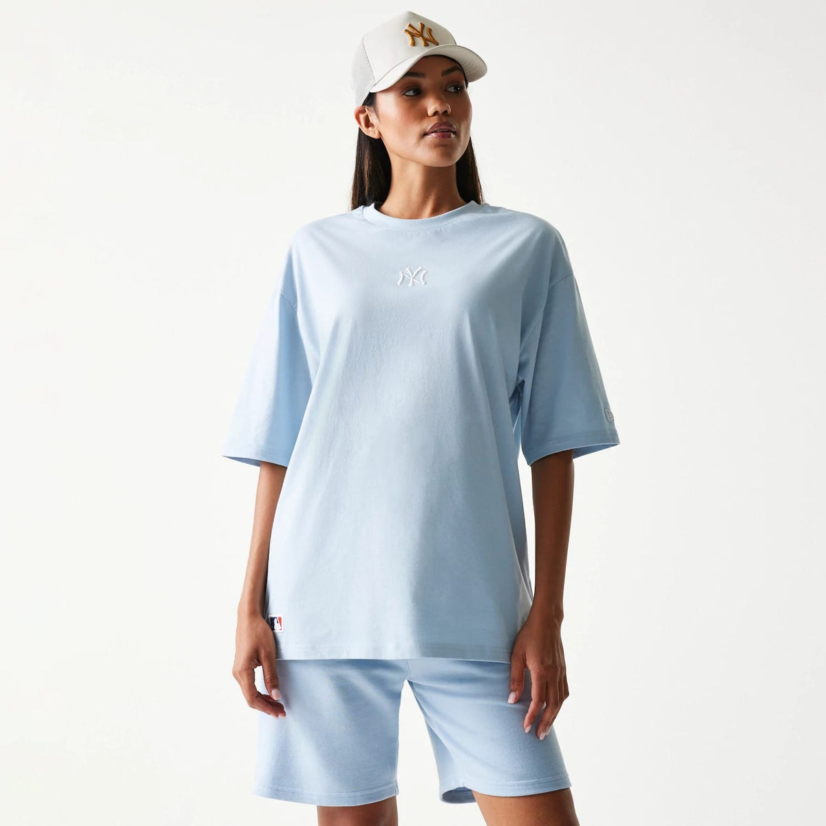 New York Yankees MLB Midi Pastel Blue Oversized T-Shirt-zelvios