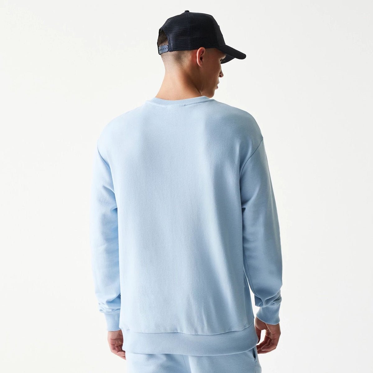 New York Yankees MLB Midi Pastel Blue Oversized Crew Neck Sweater-zelvios