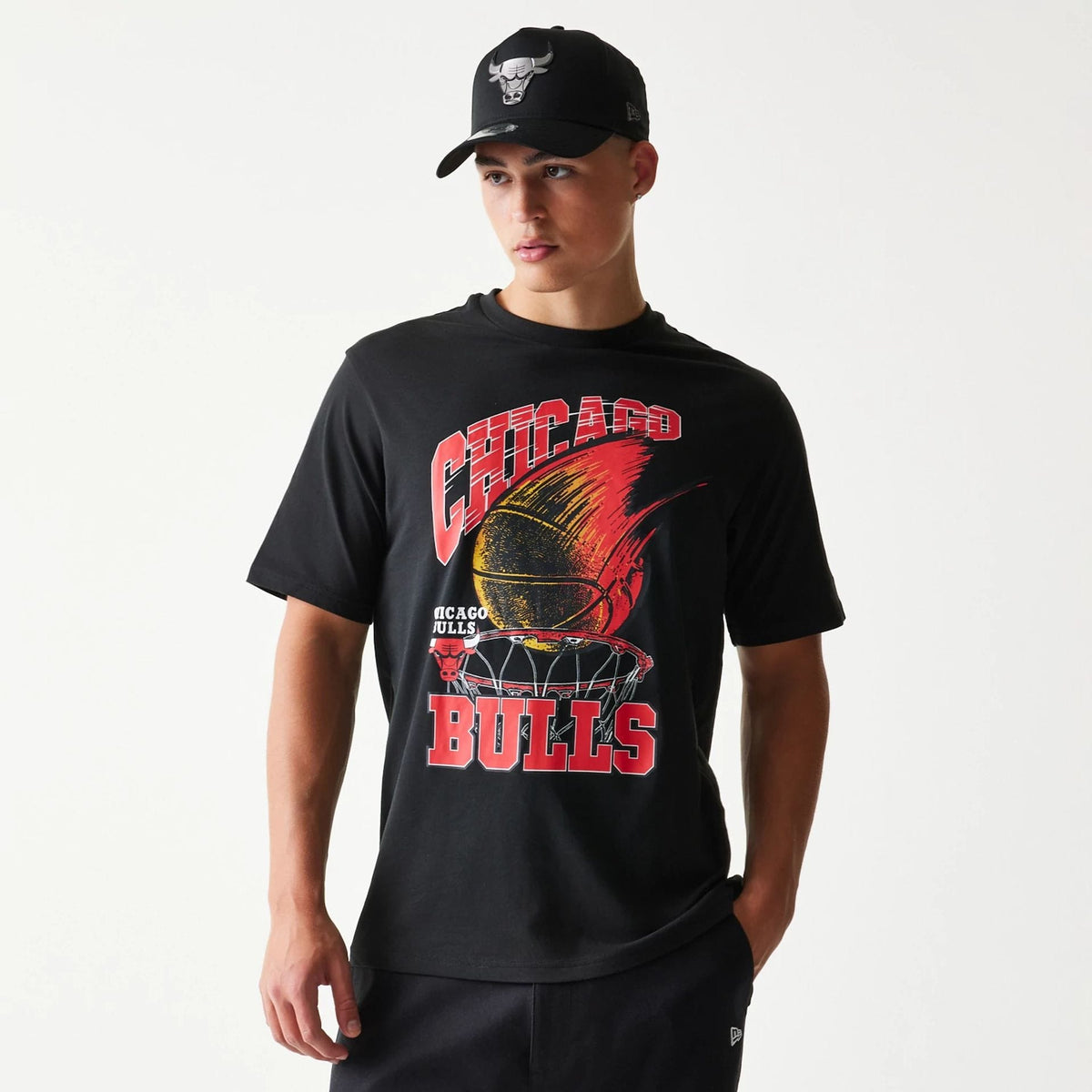 Chicago Bulls NBA Ball Graphic Black T-Shirt-zelvios