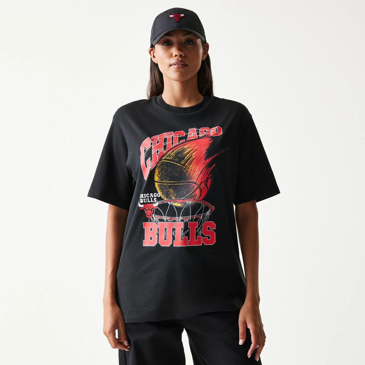 Chicago Bulls NBA Ball Graphic Black T-Shirt-zelvios