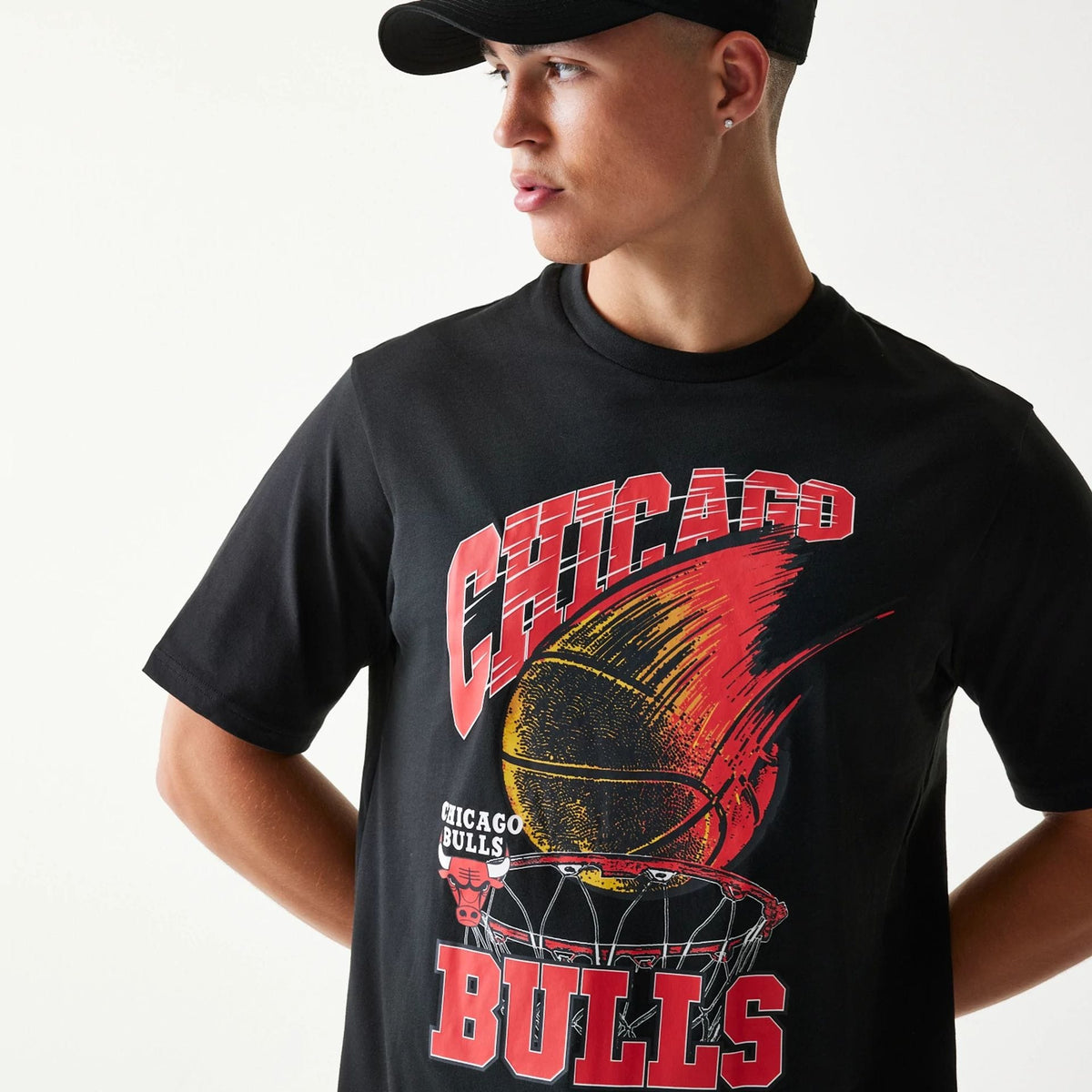 Chicago Bulls NBA Ball Graphic Black T-Shirt-zelvios