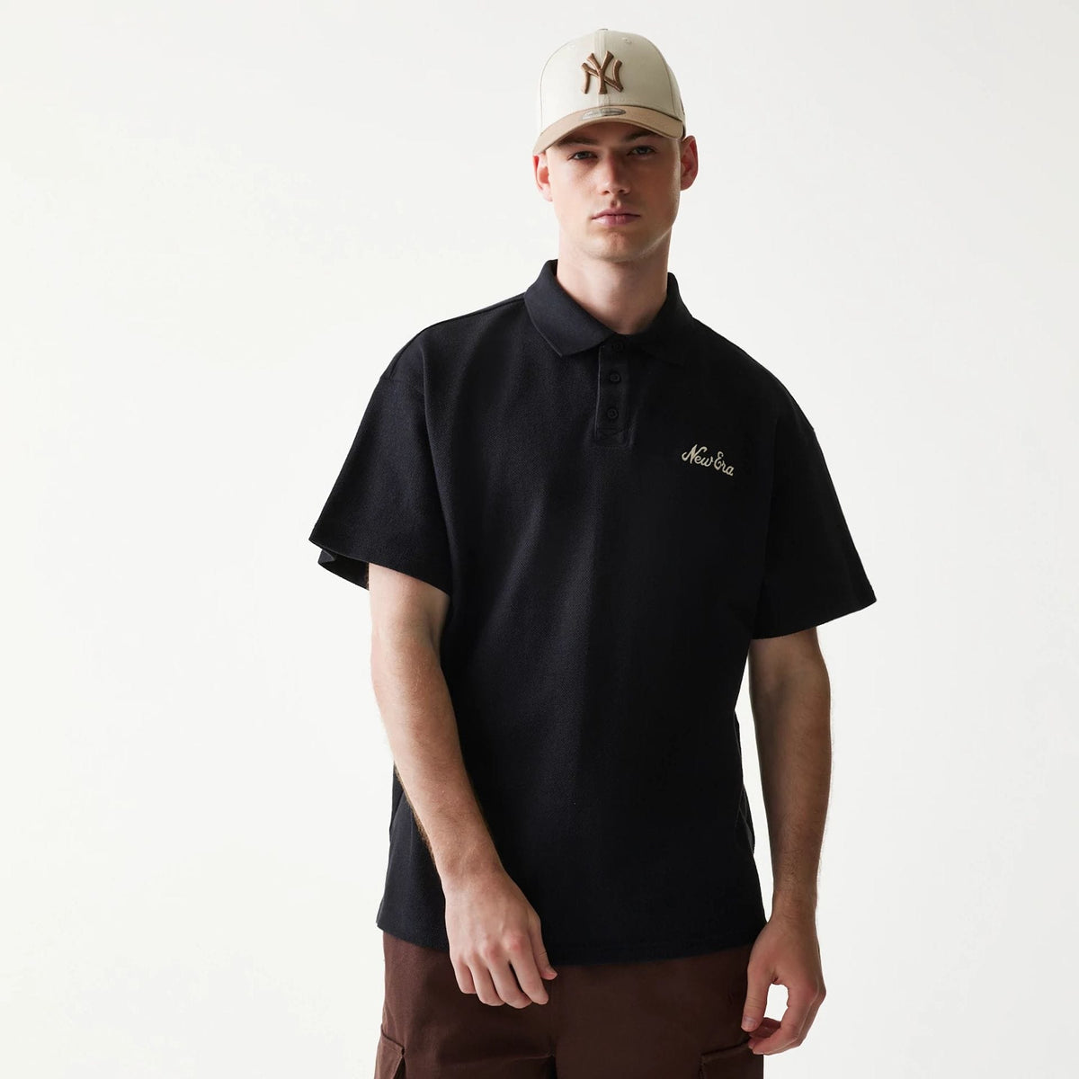 New Era Graphic Black Polo T-Shirt-zelvios
