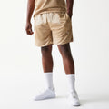 New Era Mesh Graphic Light Beige Oversized Shorts-zelvios