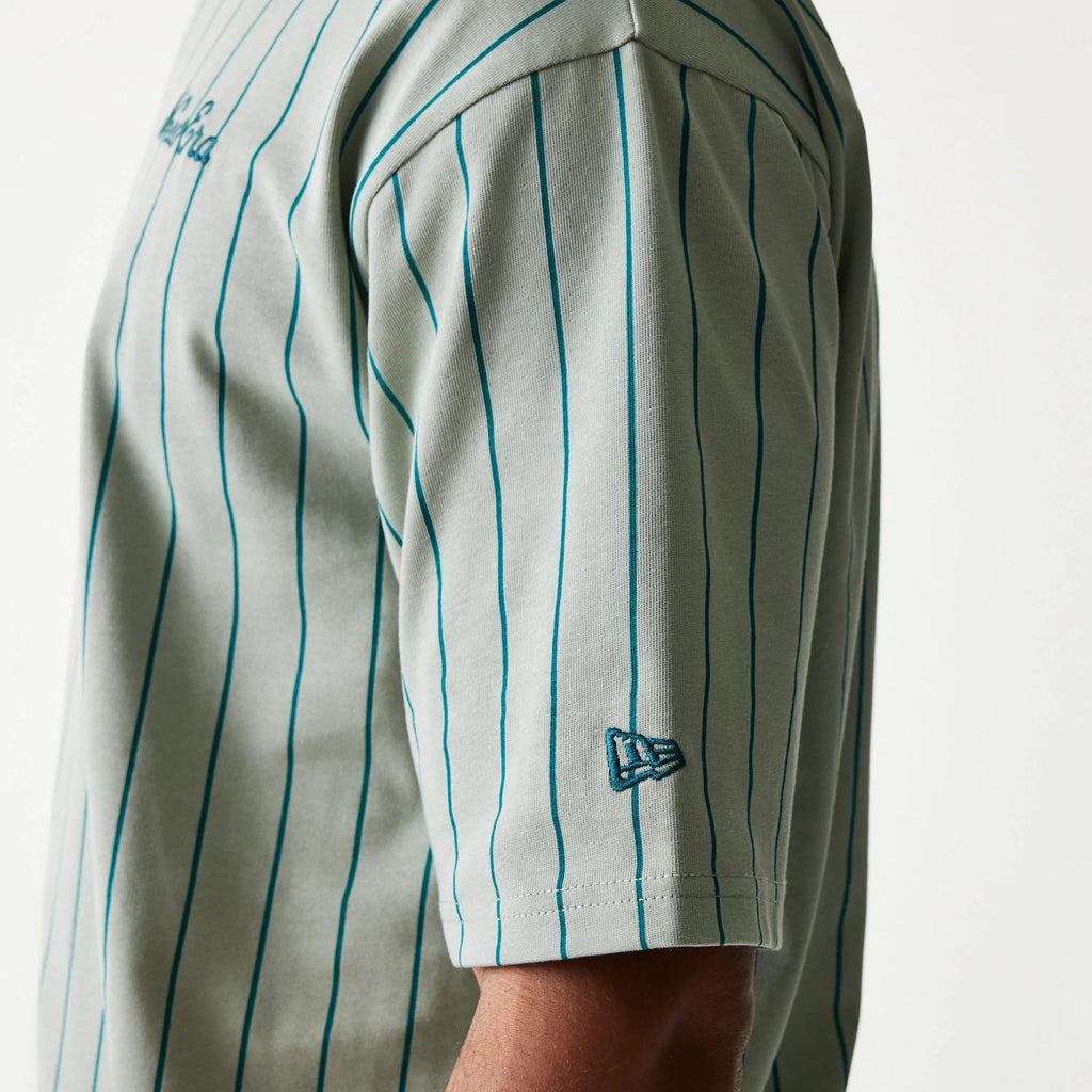 New Era Pinstripe Pastel Green Oversized T-Shirt-zelvios
