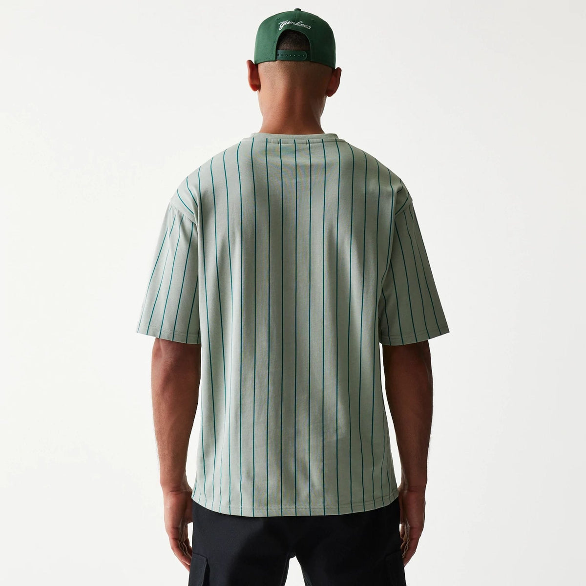 New Era Pinstripe Pastel Green Oversized T-Shirt-zelvios