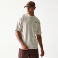 New Era Pinstripe Light Beige Oversized T-Shirt-zelvios