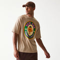 New Era Orange Fruit Graphic Light Beige Oversized T-Shirt-zelvios