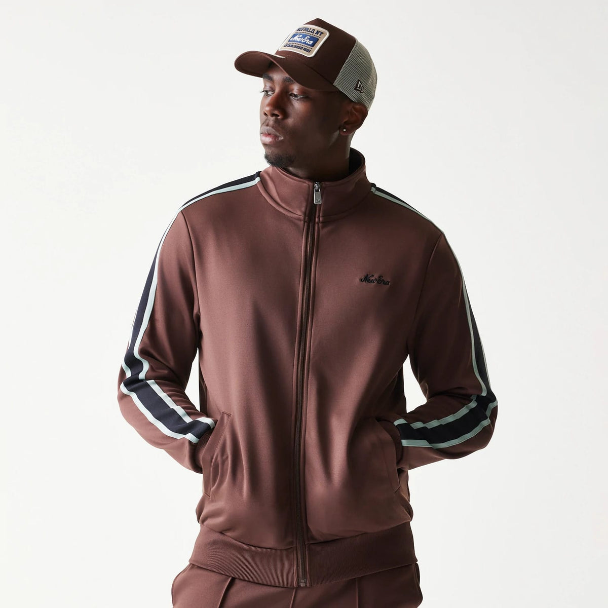 New Era Script Brown Track Jacket-zelvios