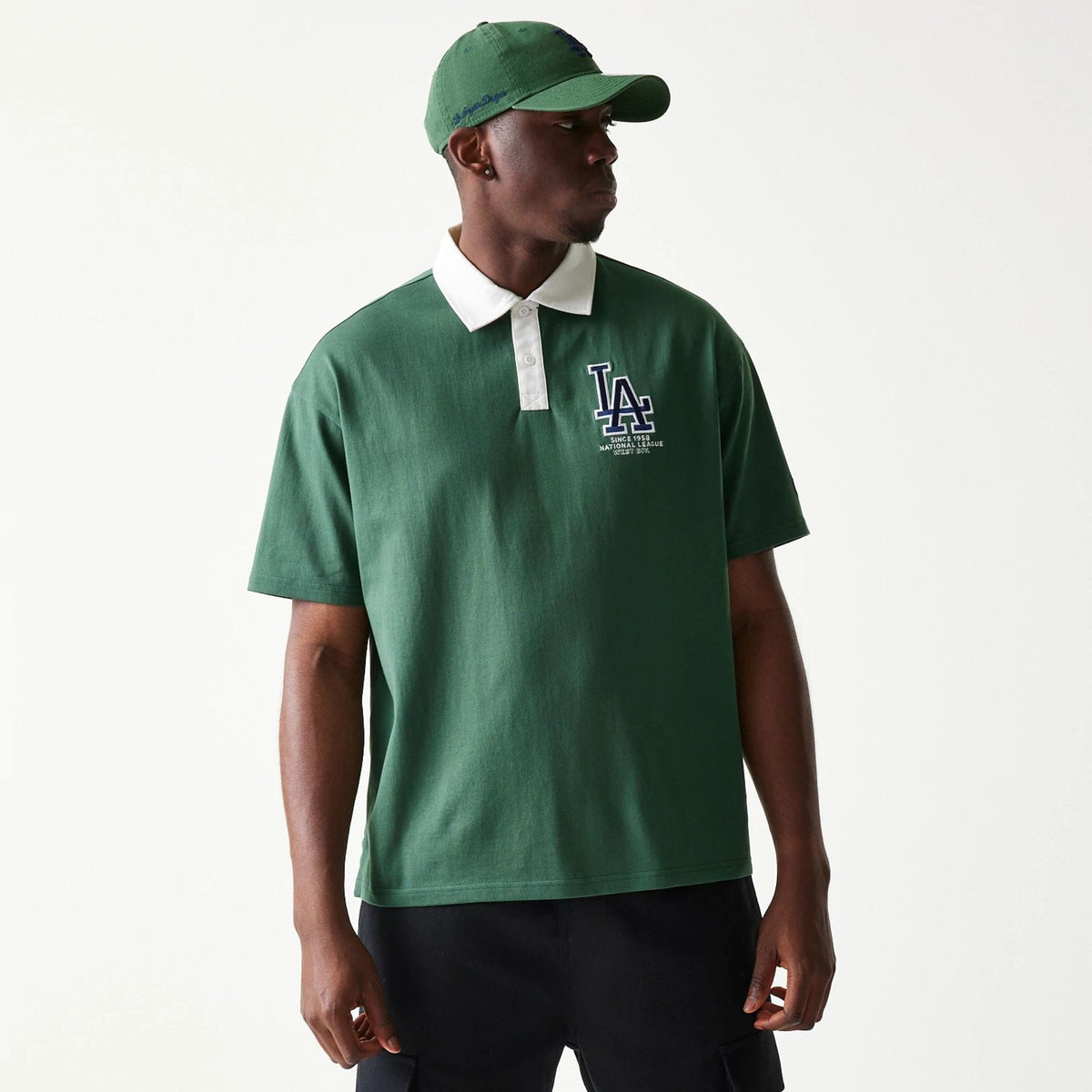 LA Dodgers MLB Dark Green Oversized Polo T-Shirt-zelvios
