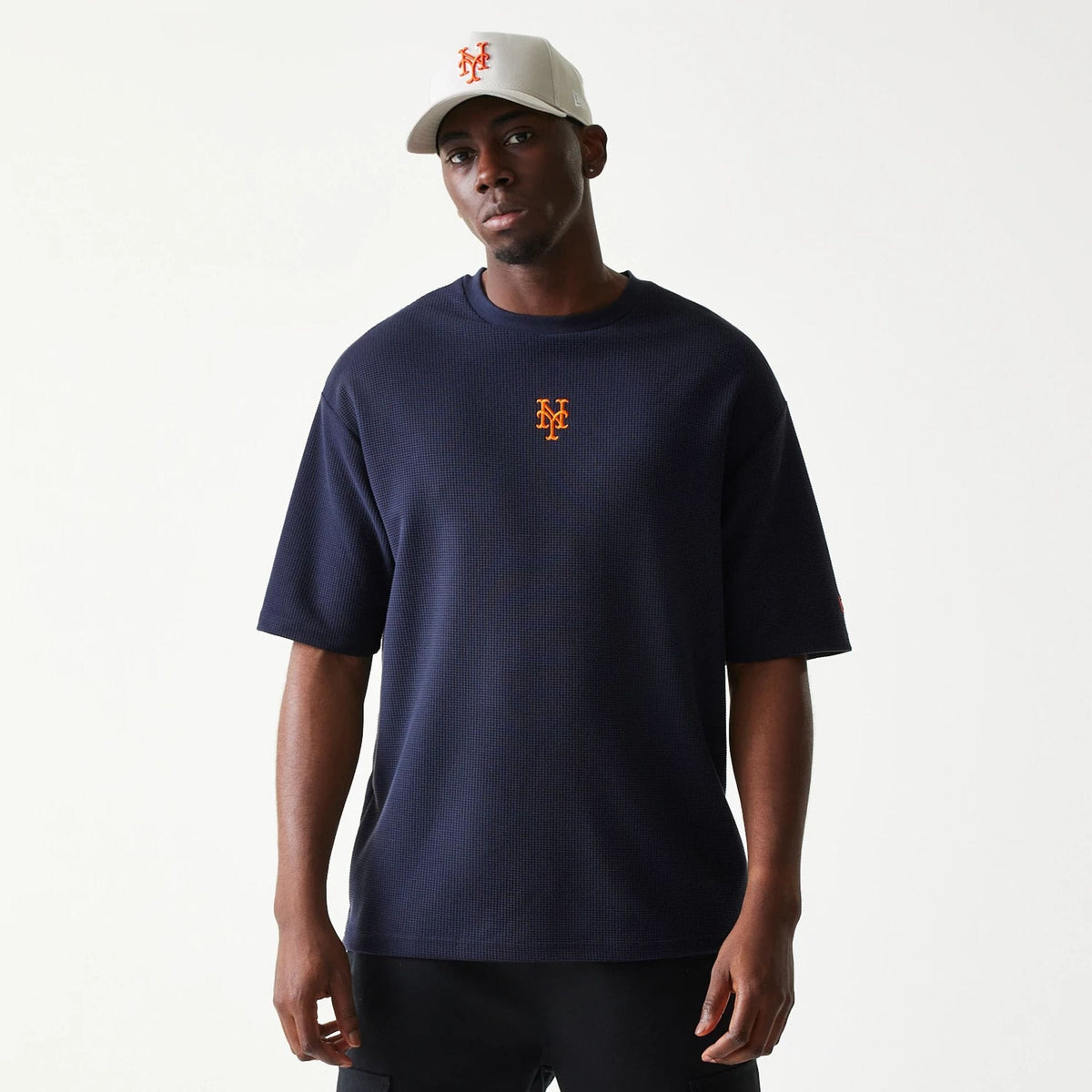 New York Mets MLB Waffle Navy Oversized T-Shirt-zelvios