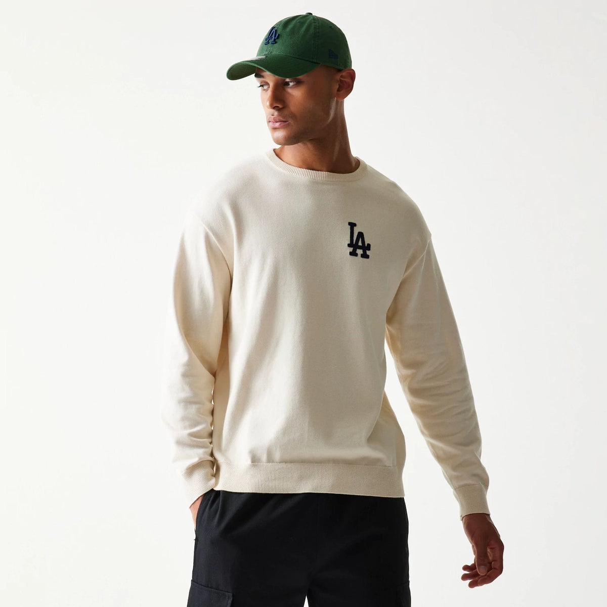 LA Dodgers MLB Essential Open White Knitted Sweater-zelvios