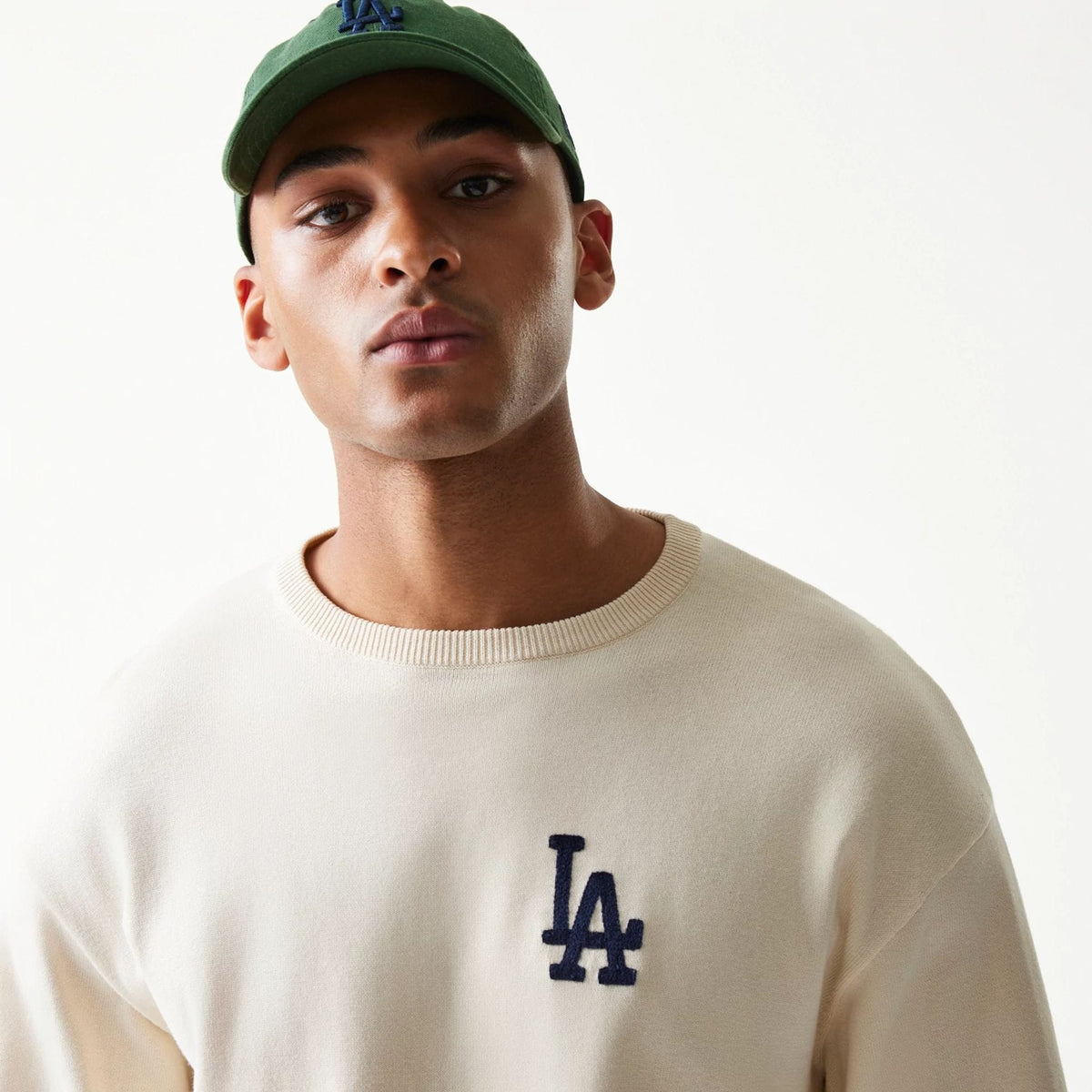 LA Dodgers MLB Essential Open White Knitted Sweater-zelvios