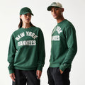 New York Yankees MLB Graphic Dark Green Oversized Crew Neck Sweater-zelvios
