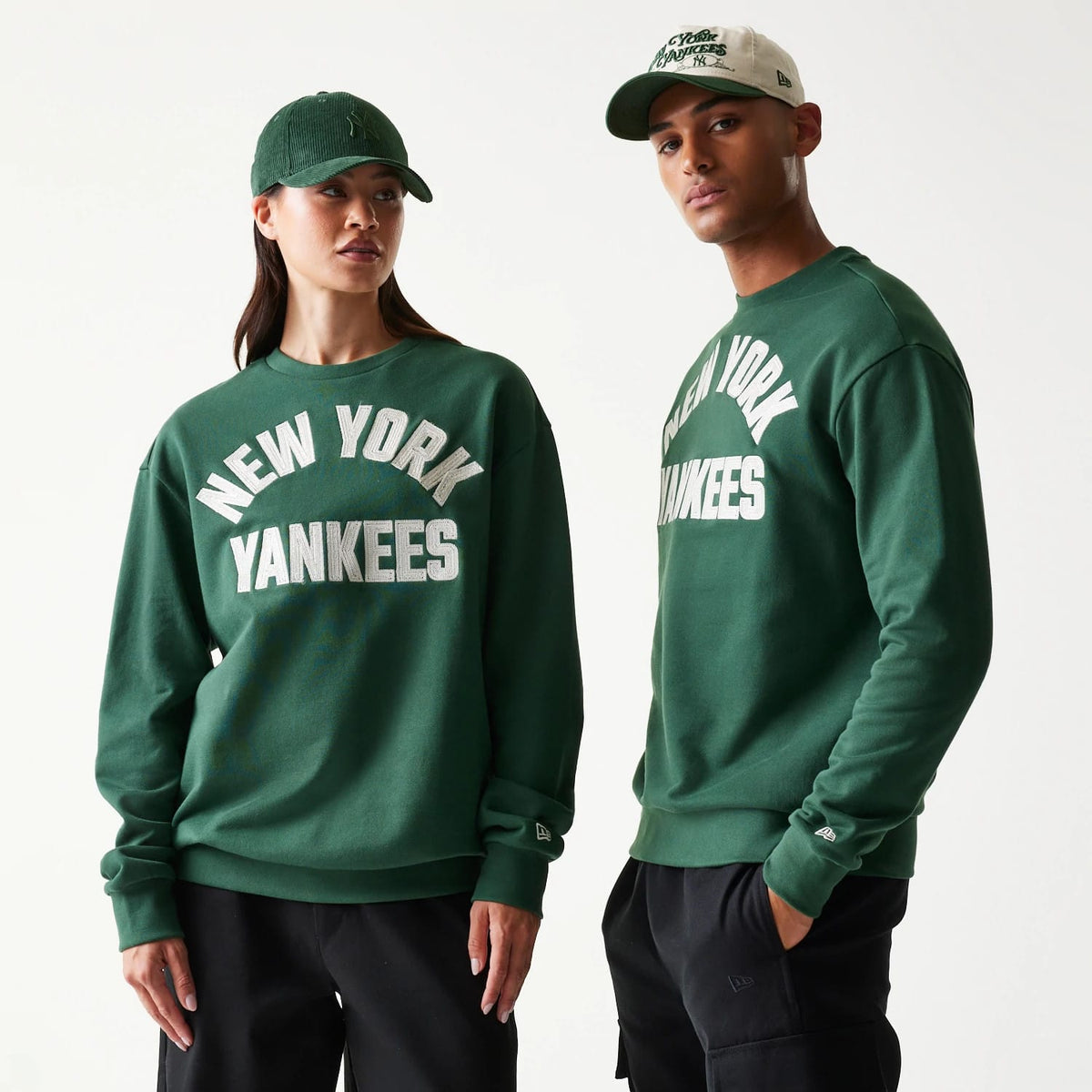 New York Yankees MLB Graphic Dark Green Oversized Crew Neck Sweater-zelvios