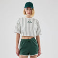 Womens New Era Pinstripe Pastel Grey Cropped T-shirt-zelvios