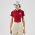 New York Yankees Womens MLB Dark Red Cropped Slim Polo T-shirt-zelvios
