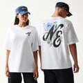 New Era Floral Graphic White Oversized T-Shirt-zelvios