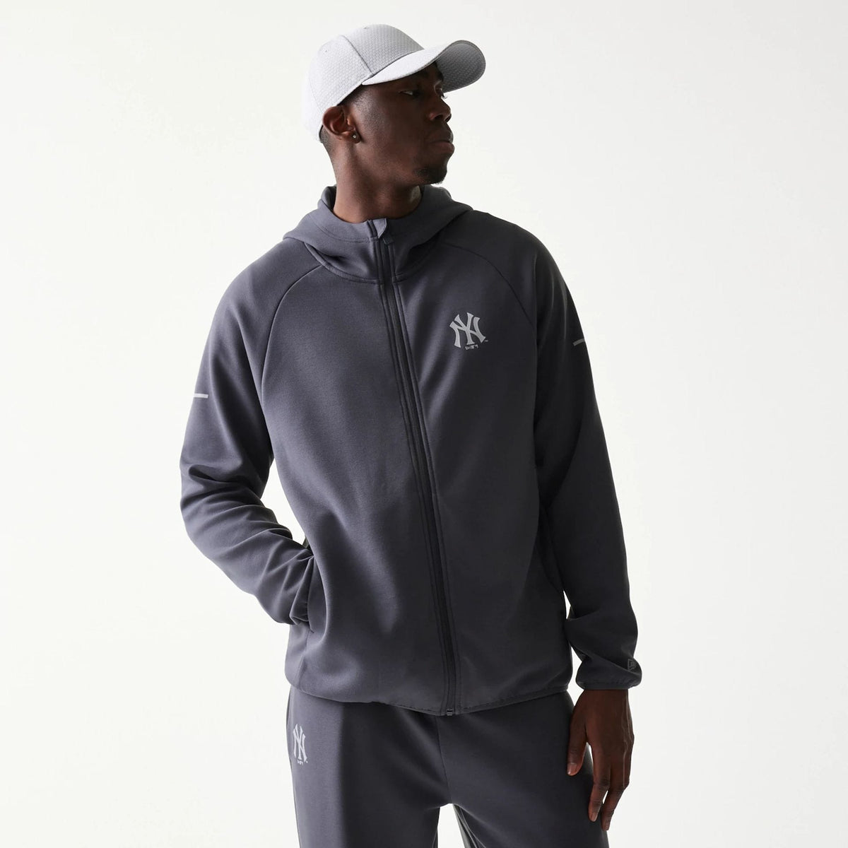 New York Yankees MLB Dark Grey Full Zip Hoodie-zelvios