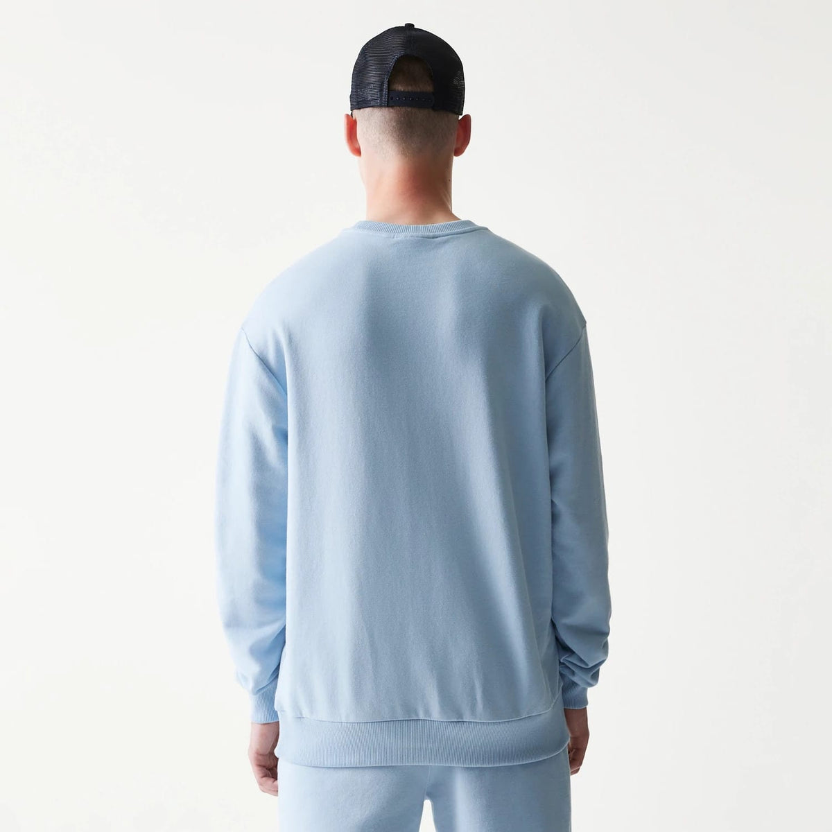 New York Yankees MLB Midi Pastel Blue Oversized Crew Neck Sweater-zelvios