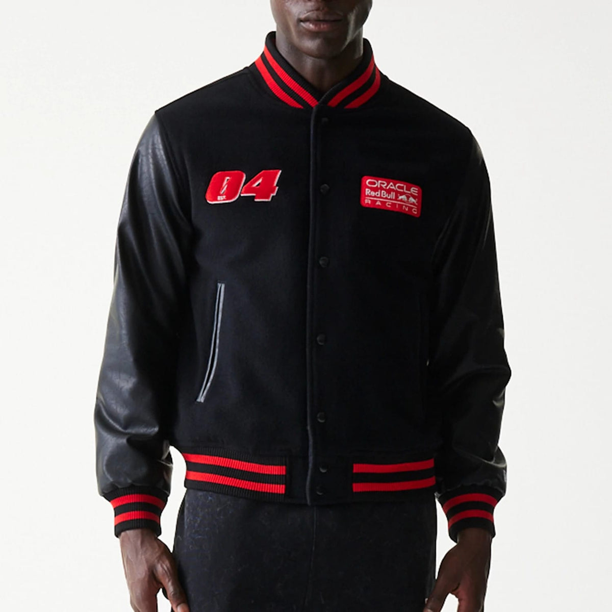 Red Bull Racing Black Varsity Jacket-zelvios