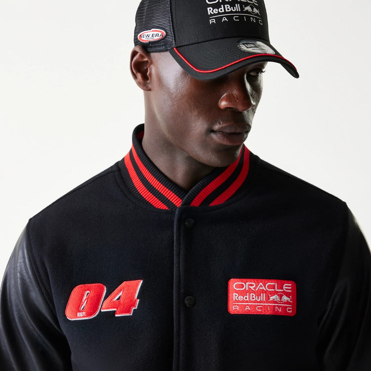 Red Bull Racing Black Varsity Jacket-zelvios
