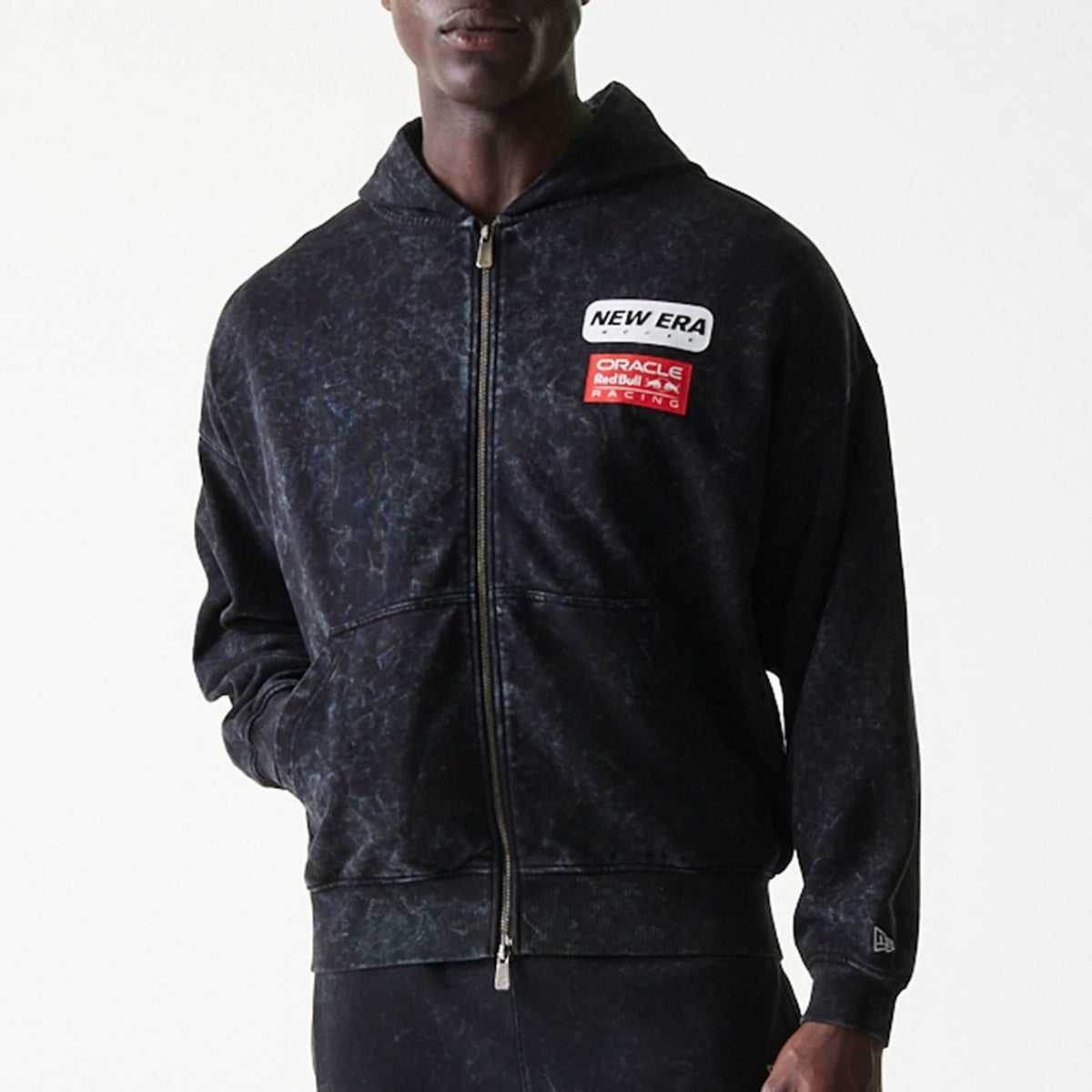 Red Bull Racing Dropped Shoulder Black Dropped Shoulder Full Zip Hoodie-zelvios