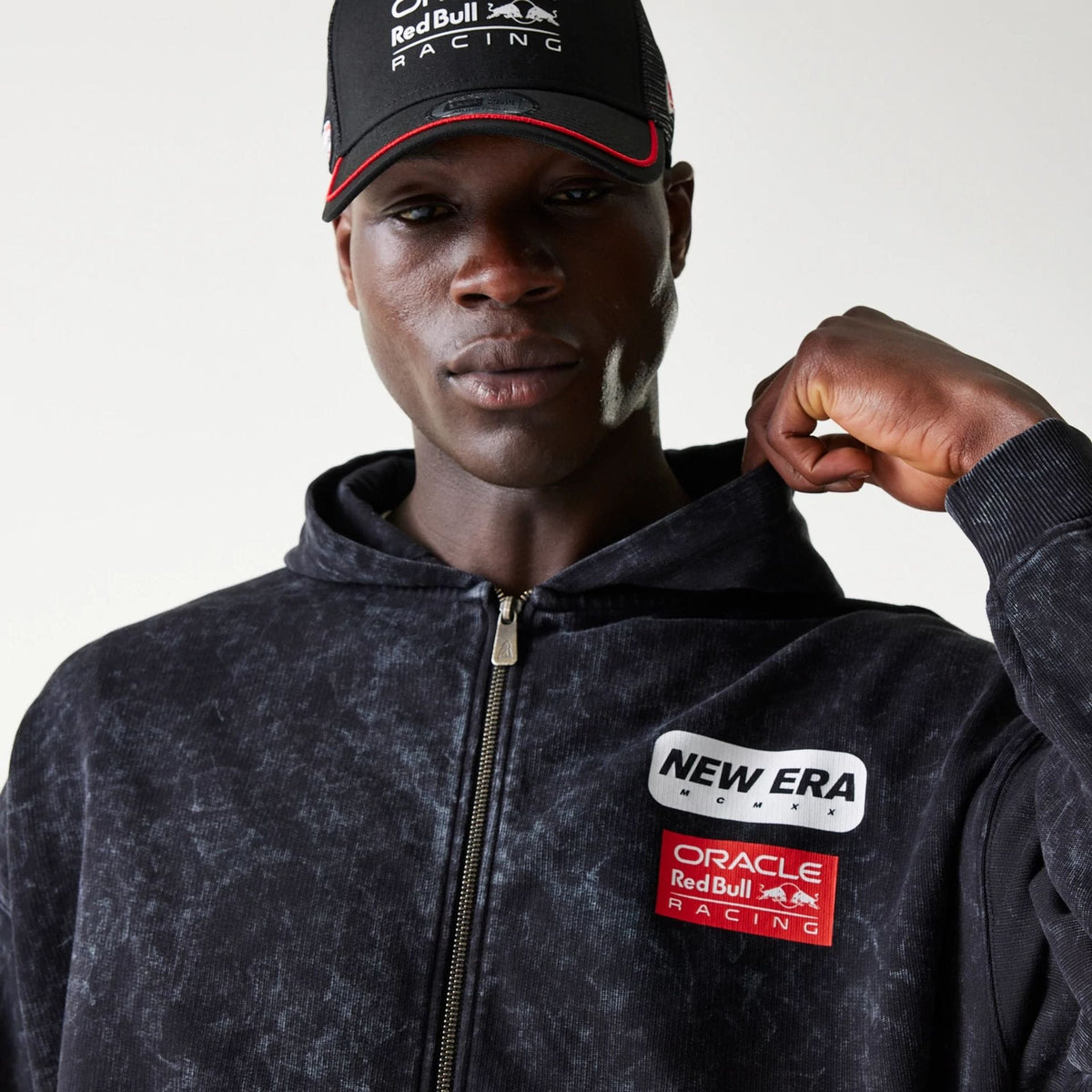 Red Bull Racing Dropped Shoulder Black Dropped Shoulder Full Zip Hoodie-zelvios