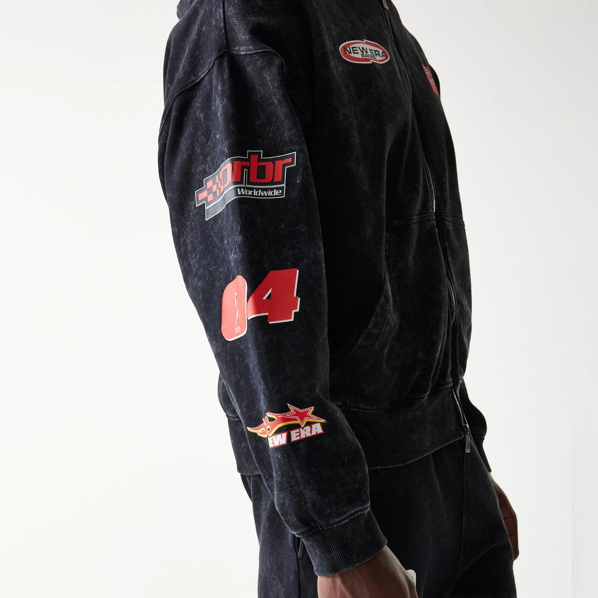 Red Bull Racing Graphic Black Dropped Shoulder Full Zip Hoodie-zelvios