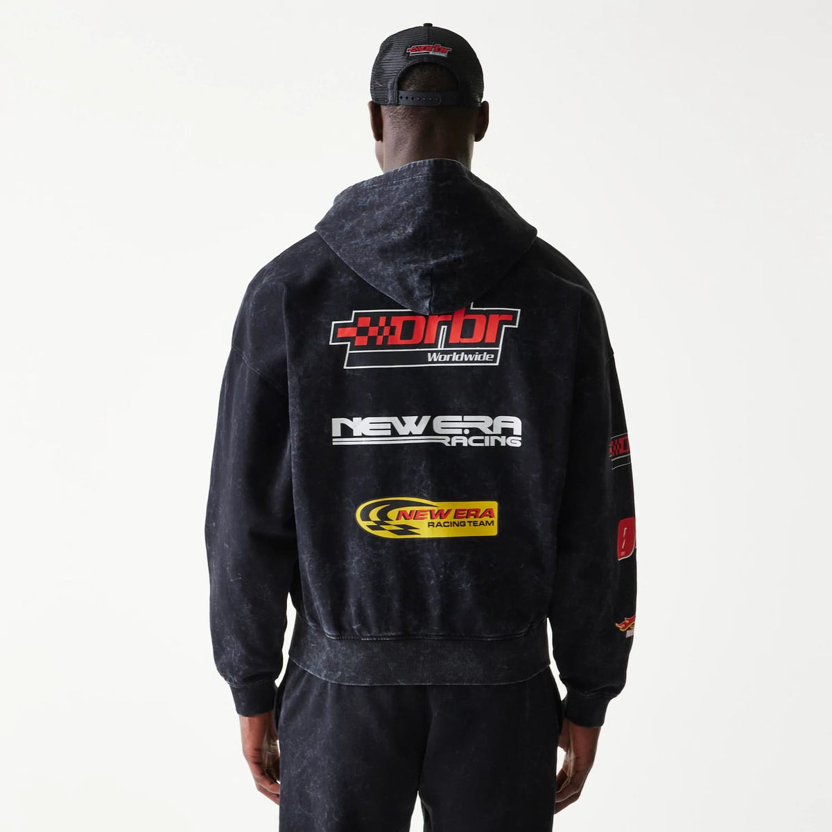 Red Bull Racing Graphic Black Dropped Shoulder Full Zip Hoodie-zelvios