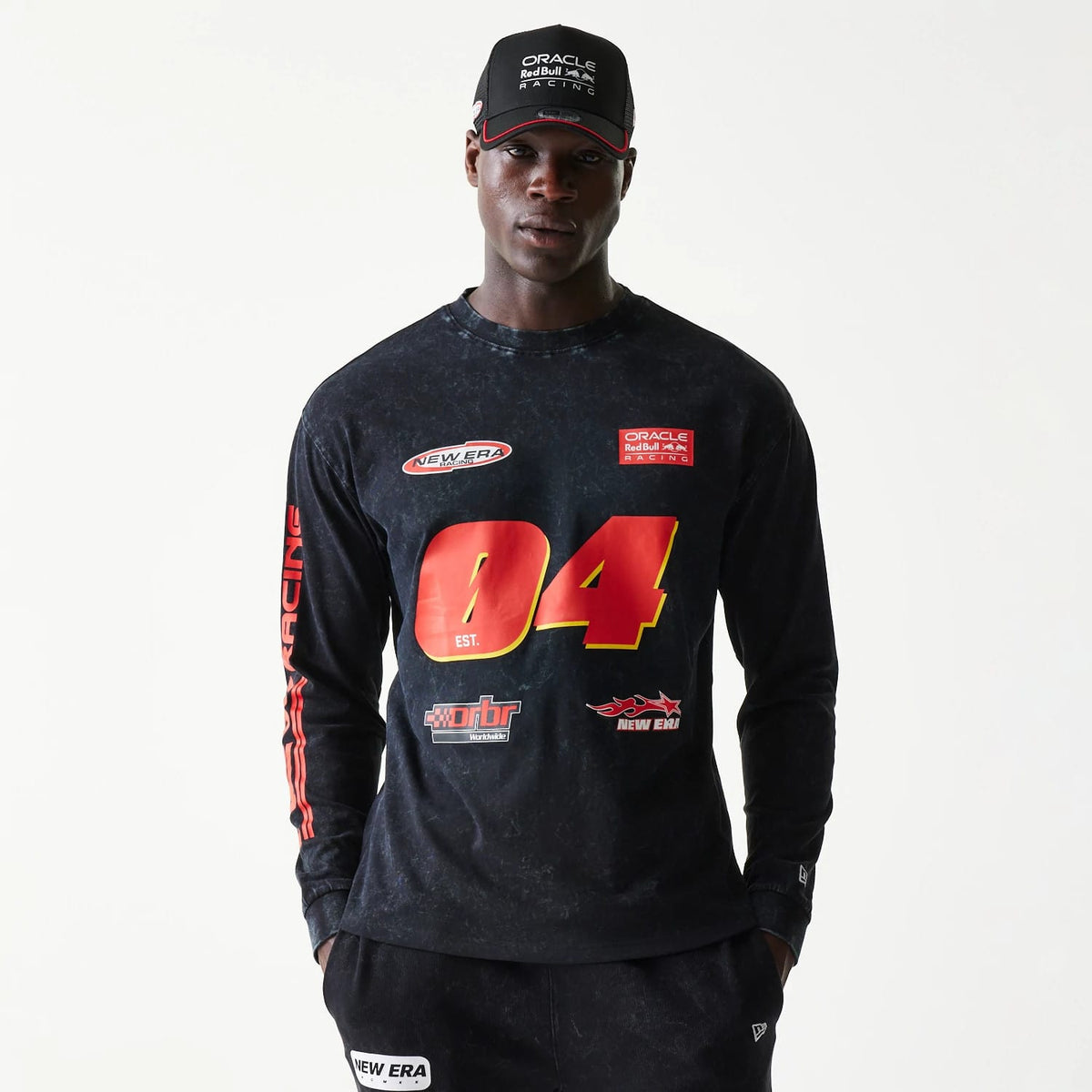 Red Bull Racing Graphic Black Long Sleeve T-Shirt-zelvios