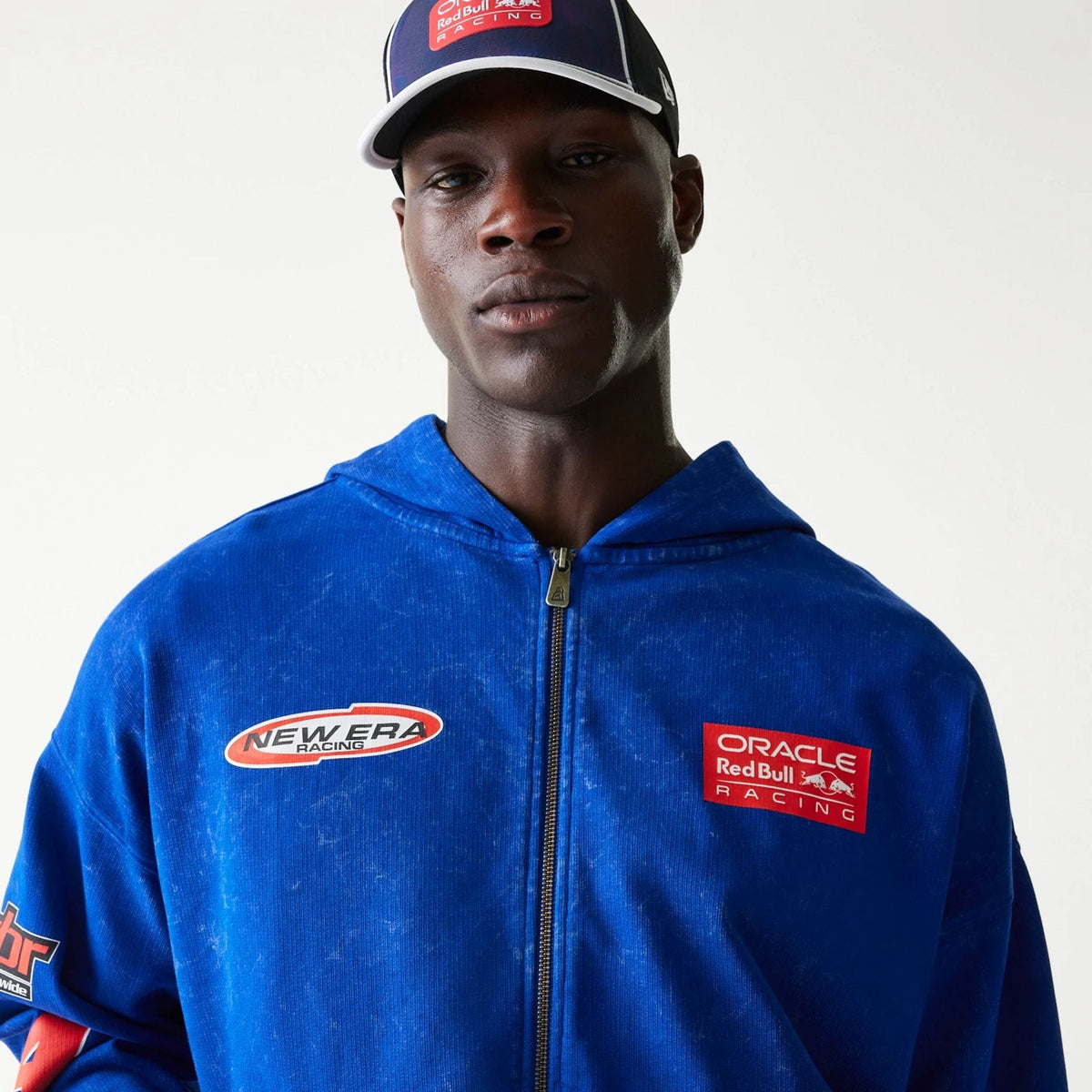 Red Bull Racing Graphic Blue Dropped Shoulder Full Zip Hoodie-zelvios
