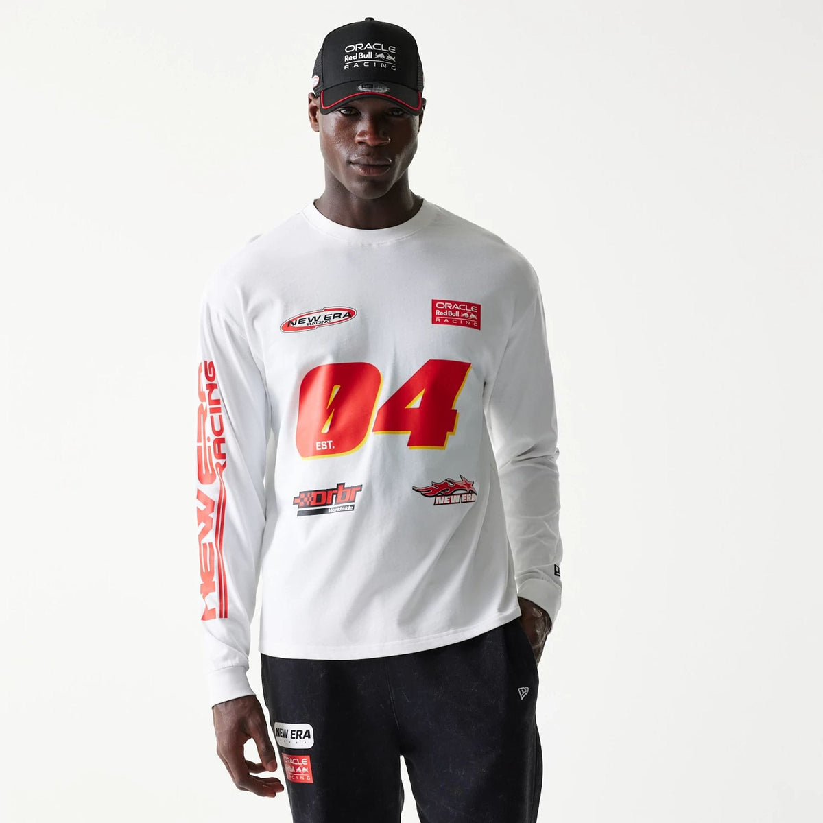 Red Bull Racing Graphic White Long Sleeve T-Shirt-zelvios