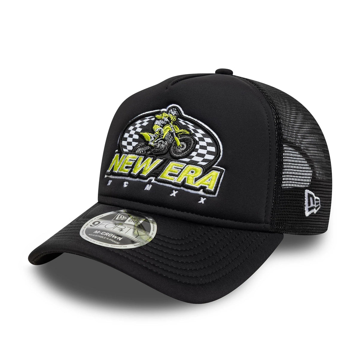 New Era Graphic Black 9FORTY M-Crown A-Frame Trucker Cap-zelvios